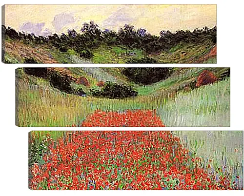 Модульная картина - Poppy Field of Flowers in a Valley at Giverny. Клод Моне