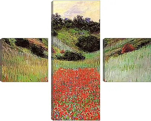 Модульная картина - Poppy Field of Flowers in a Valley at Giverny. Клод Моне