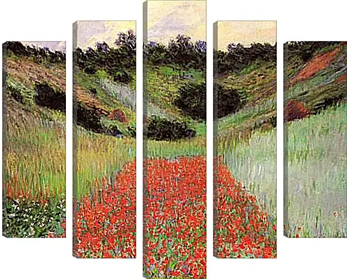 Модульная картина - Poppy Field of Flowers in a Valley at Giverny. Клод Моне