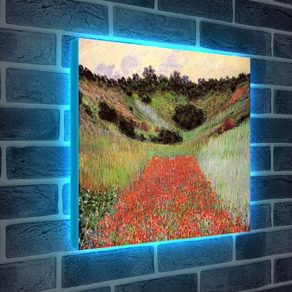 Лайтбокс световая панель - Poppy Field of Flowers in a Valley at Giverny. Клод Моне