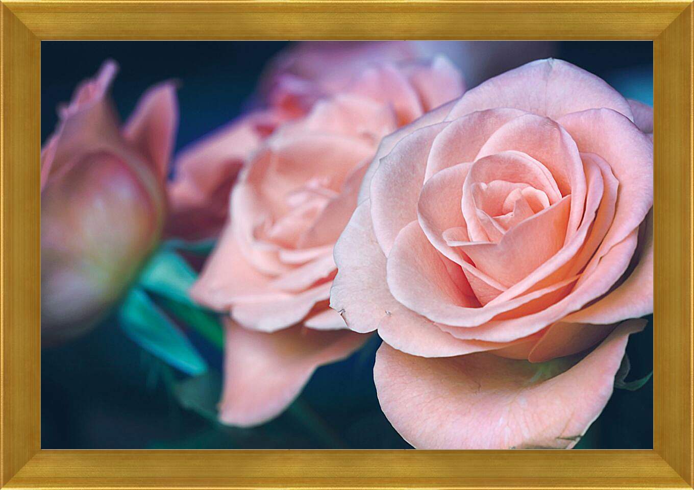 Картина в раме - Пастельные розы