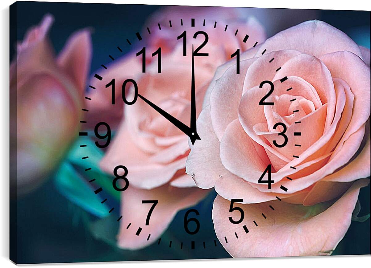 Часы картина - Пастельные розы