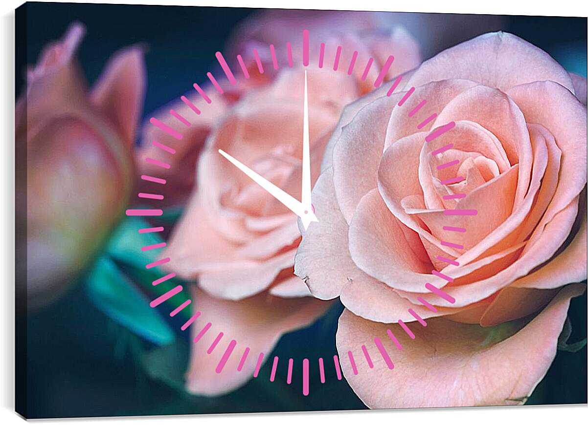 Часы картина - Пастельные розы