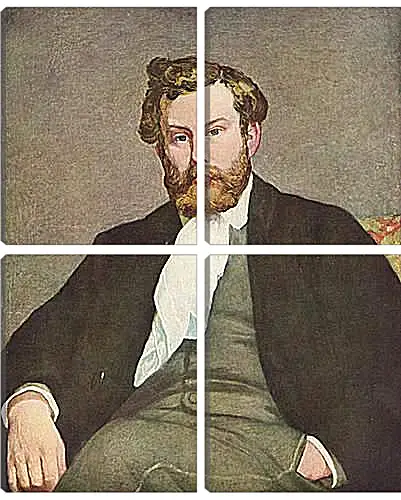 Модульная картина - Portrait of Alfred Sisley. Пьер Огюст Ренуар