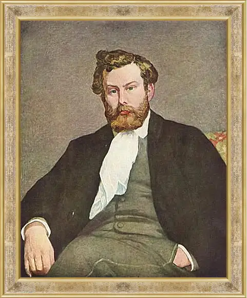 Картина в раме - Portrait of Alfred Sisley. Пьер Огюст Ренуар