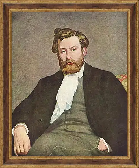 Картина в раме - Portrait of Alfred Sisley. Пьер Огюст Ренуар