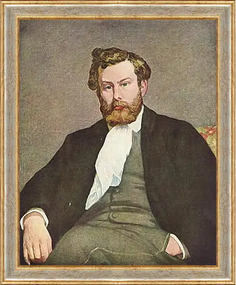 Картина в раме - Portrait of Alfred Sisley. Пьер Огюст Ренуар