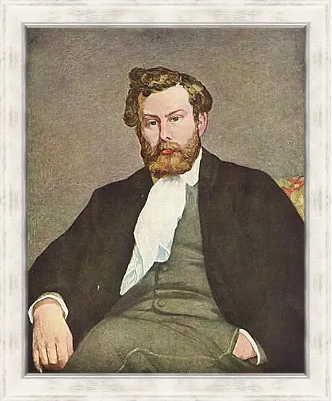 Картина в раме - Portrait of Alfred Sisley. Пьер Огюст Ренуар