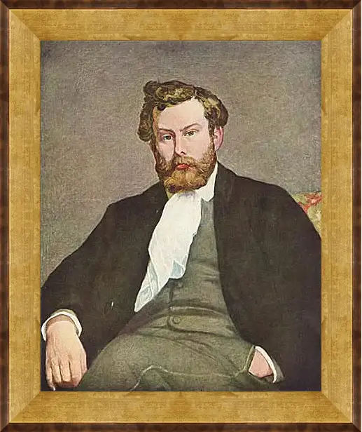 Картина в раме - Portrait of Alfred Sisley. Пьер Огюст Ренуар