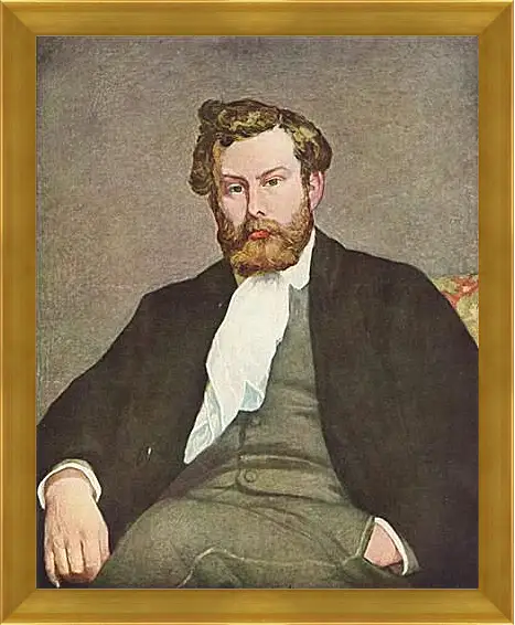 Картина в раме - Portrait of Alfred Sisley. Пьер Огюст Ренуар