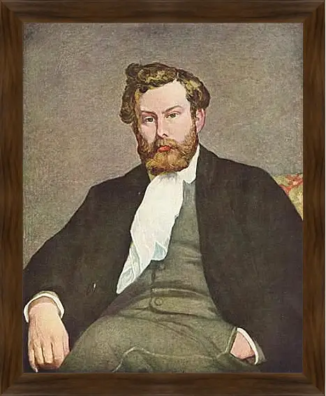 Картина в раме - Portrait of Alfred Sisley. Пьер Огюст Ренуар