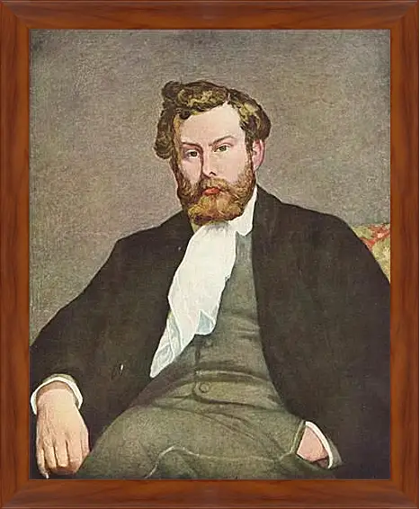 Картина в раме - Portrait of Alfred Sisley. Пьер Огюст Ренуар