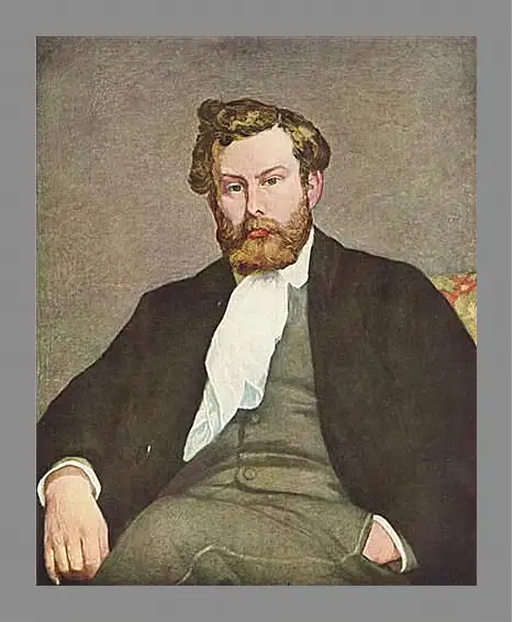 Картина в раме - Portrait of Alfred Sisley. Пьер Огюст Ренуар