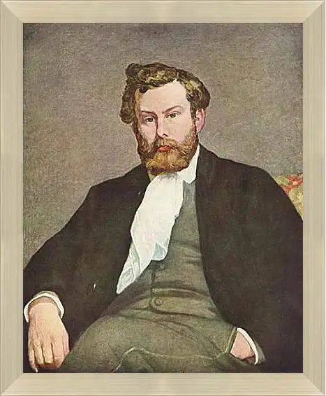 Картина в раме - Portrait of Alfred Sisley. Пьер Огюст Ренуар