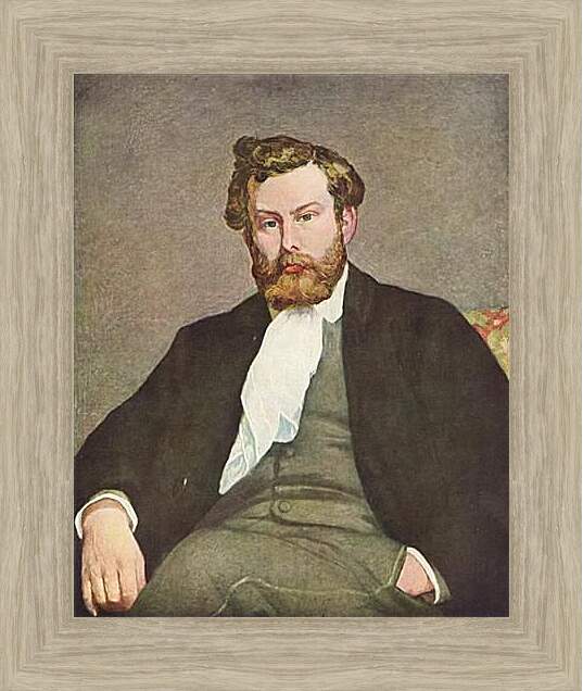 Картина в раме - Portrait of Alfred Sisley. Пьер Огюст Ренуар