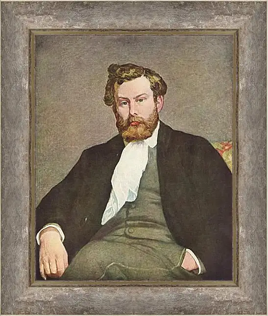 Картина в раме - Portrait of Alfred Sisley. Пьер Огюст Ренуар