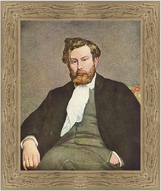 Картина в раме - Portrait of Alfred Sisley. Пьер Огюст Ренуар