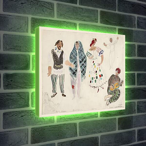 Лайтбокс световая панель - A Street Dancer and Gypsies, costume design for Aleko. Марк Шагал