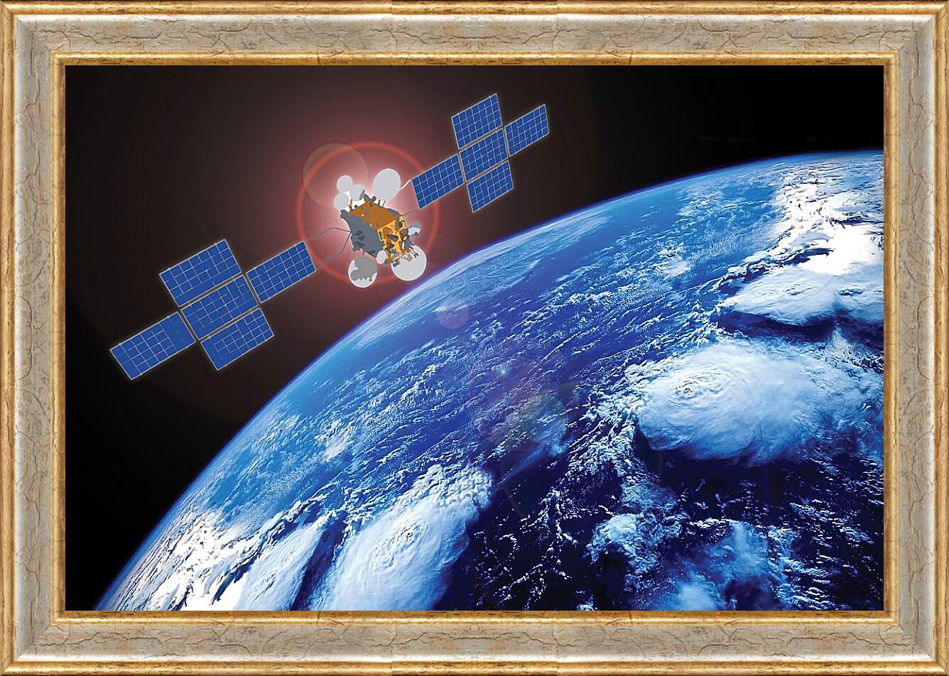 Картина в раме - Земля и спутник