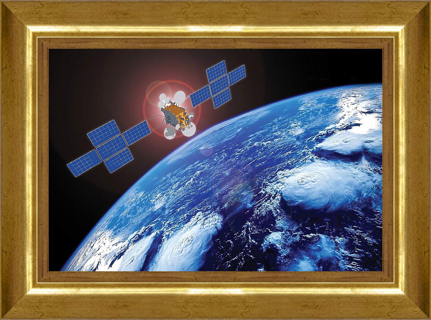 Картина в раме - Земля и спутник