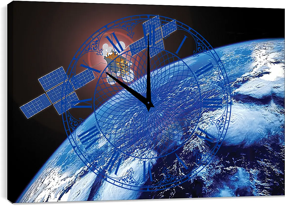 Часы картина - Земля и спутник