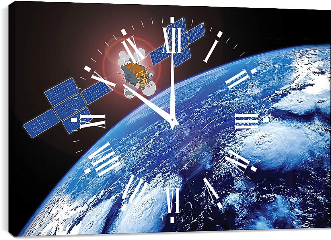 Часы картина - Земля и спутник