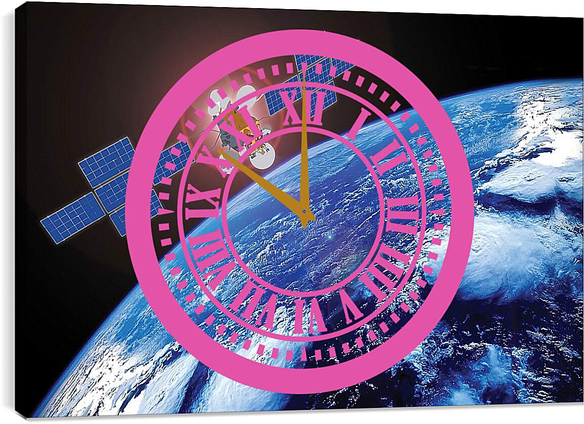 Часы картина - Земля и спутник