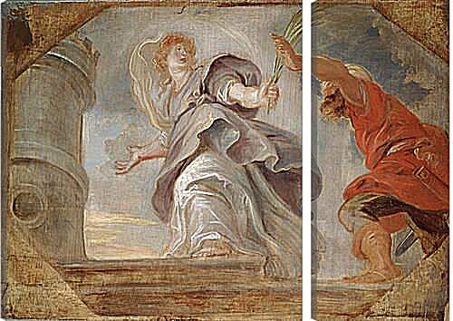 Модульная картина - Saint Barbara Fleeing from Her Father. Питер Пауль Рубенс