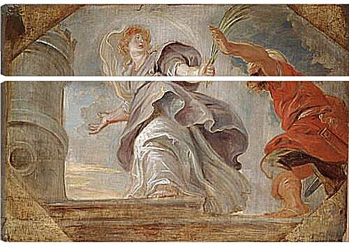 Модульная картина - Saint Barbara Fleeing from Her Father. Питер Пауль Рубенс