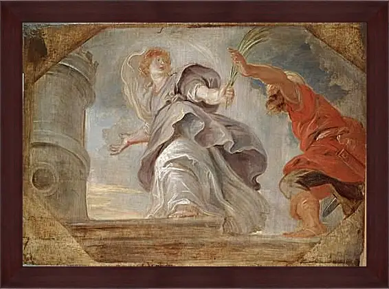 Картина в раме - Saint Barbara Fleeing from Her Father. Питер Пауль Рубенс