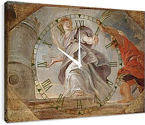 Часы картина - Saint Barbara Fleeing from Her Father. Питер Пауль Рубенс