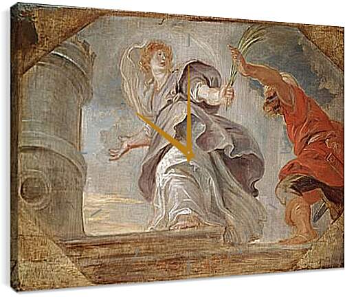 Часы картина - Saint Barbara Fleeing from Her Father. Питер Пауль Рубенс