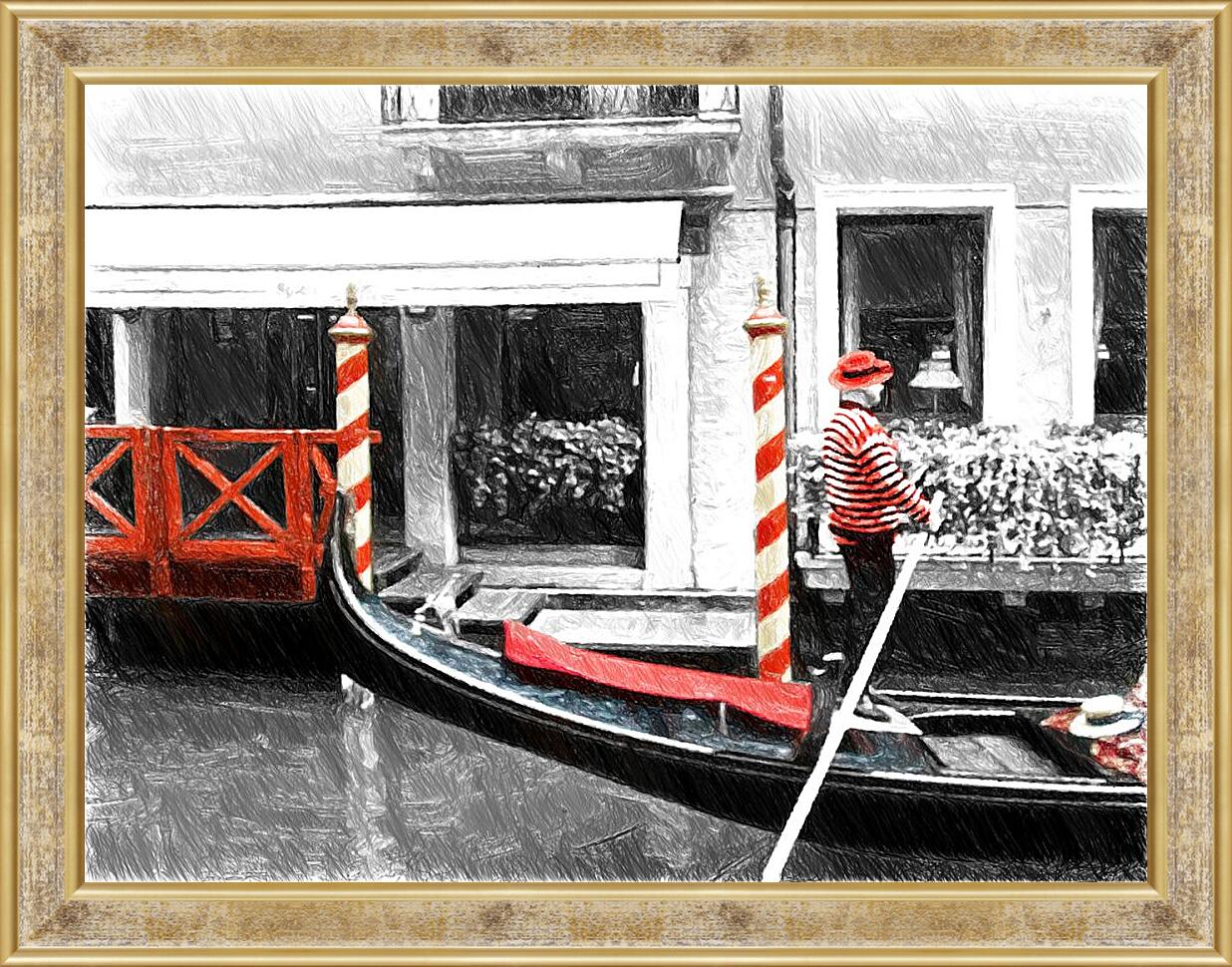 Картина в раме - Гондольер Венеция