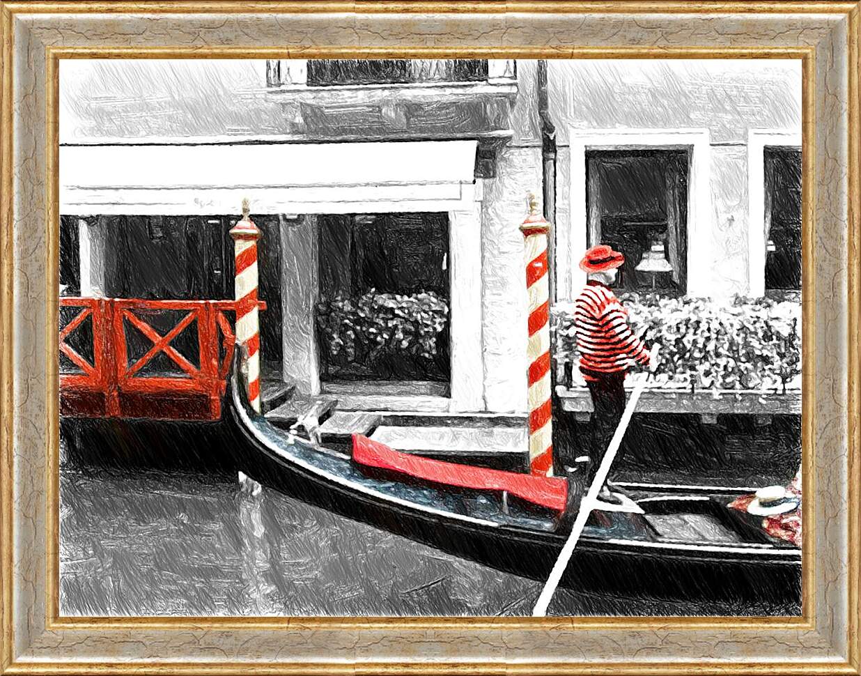 Картина в раме - Гондольер Венеция