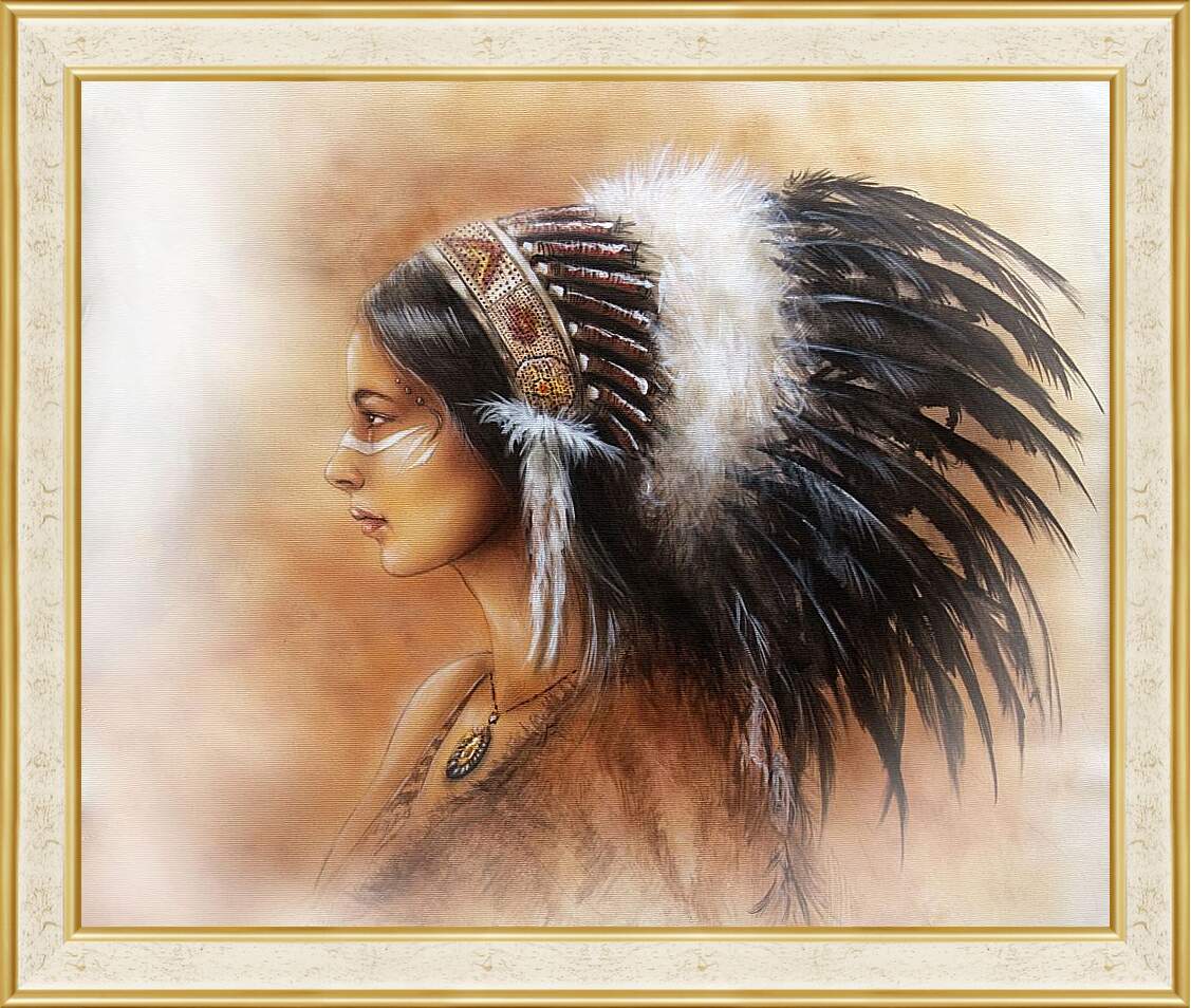 Картина в раме - Индейская девушка