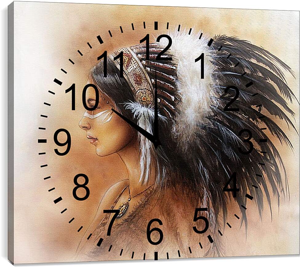 Часы картина - Индейская девушка