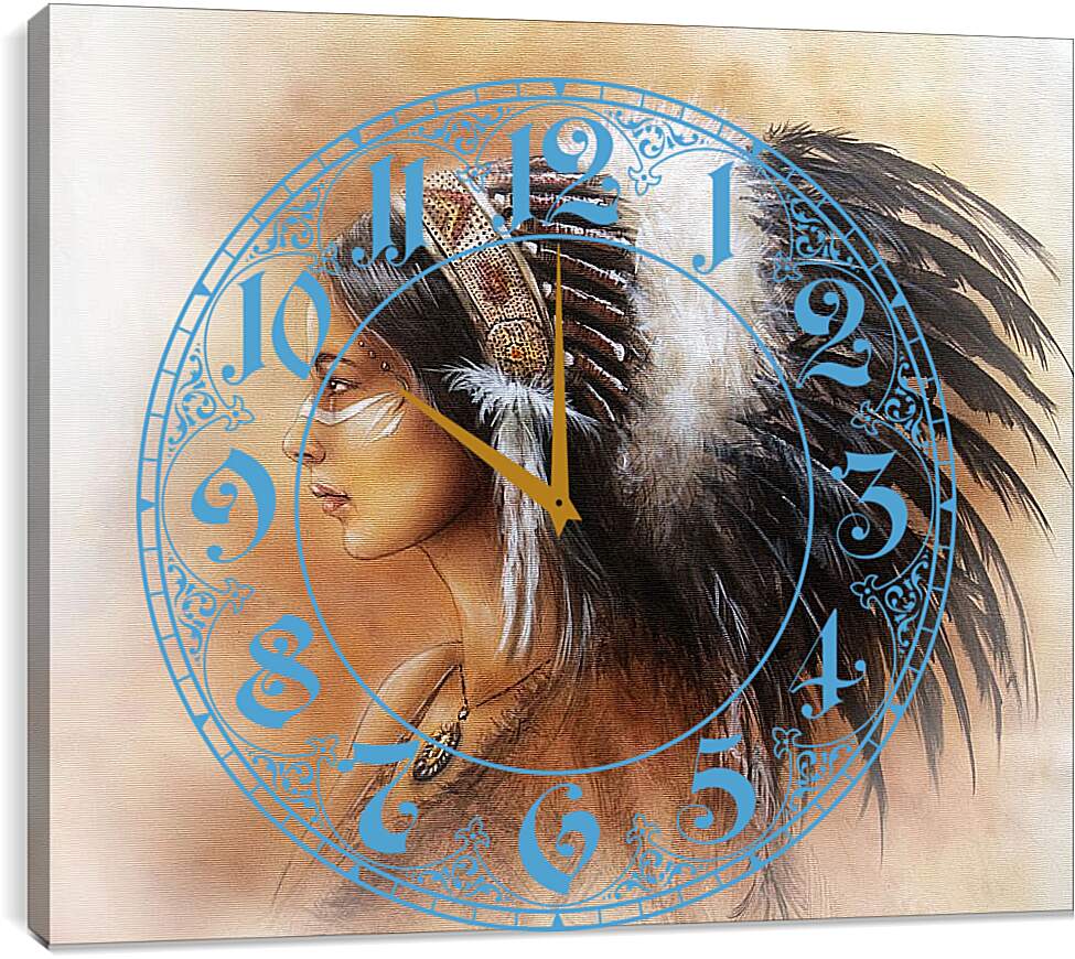 Часы картина - Индейская девушка