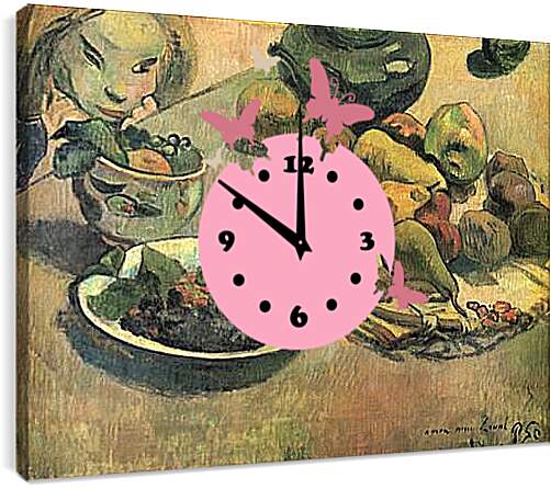 Часы картина - Nature morte aux fruits (dedicacee a Laval). Натюрморт с фруктами. Поль Гоген