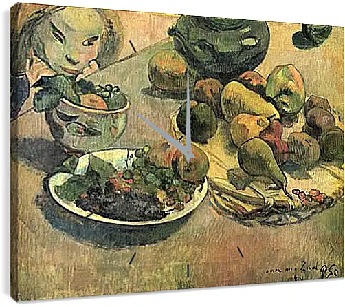 Часы картина - Nature morte aux fruits (dedicacee a Laval). Натюрморт с фруктами. Поль Гоген