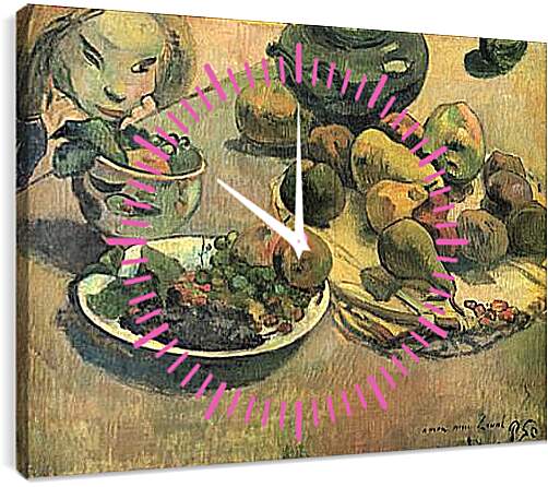 Часы картина - Nature morte aux fruits (dedicacee a Laval). Натюрморт с фруктами. Поль Гоген