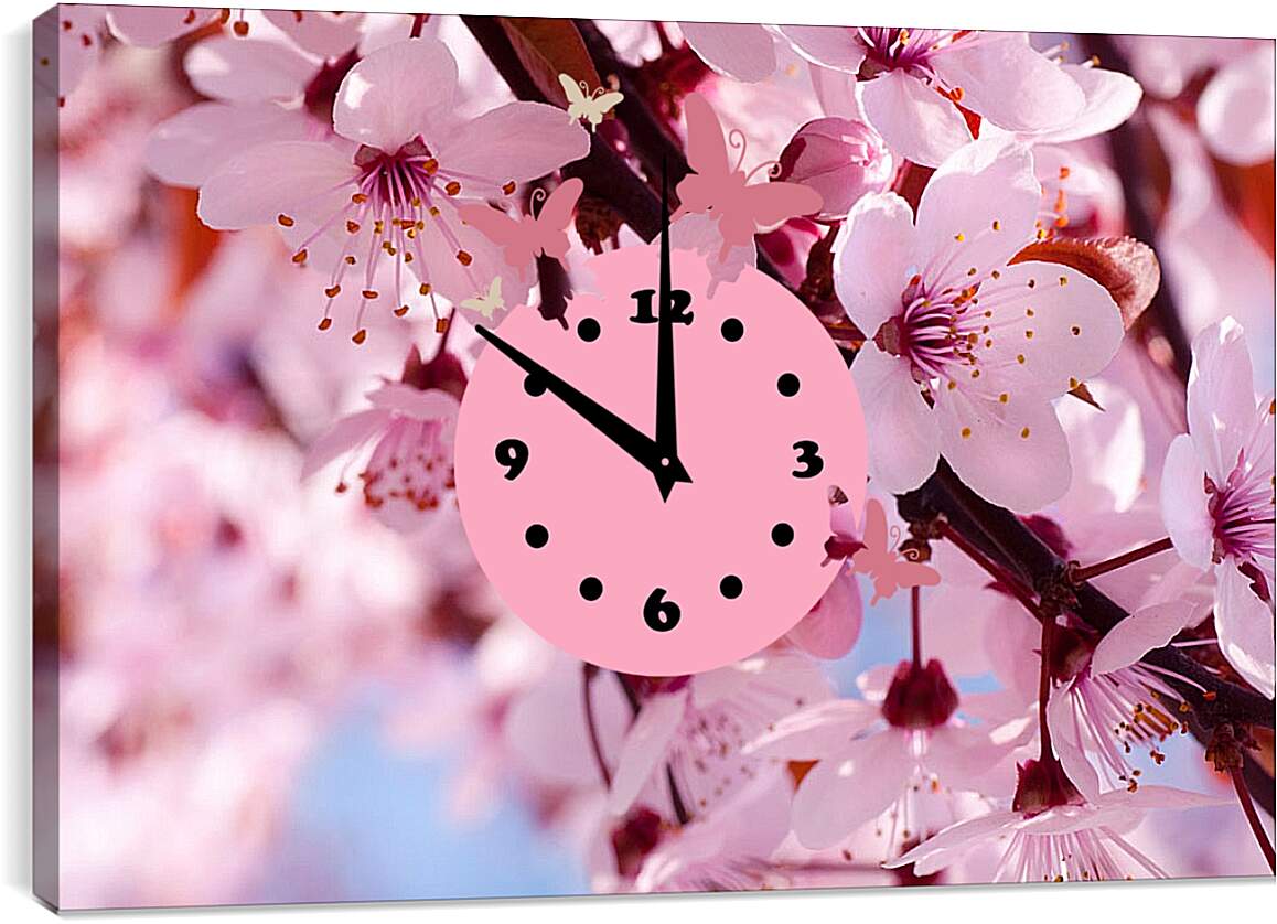Часы картина - Вишня весной