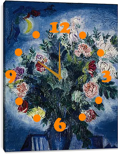 Часы картина - Bouquet de fleurs avec amoureux Часы картина - Bouquet de fleurs avec amoureux