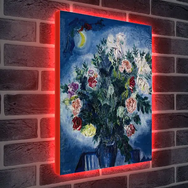 Лайтбокс световая панель - Bouquet de fleurs avec amoureux. Марк Шагал Лайтбокс световая панель - Bouquet de fleurs avec amoureux. Марк Шагал