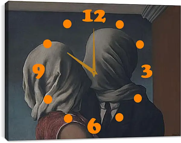 Часы картина - The Lovers. Рене Магритт Часы картина - The Lovers. Рене Магритт
