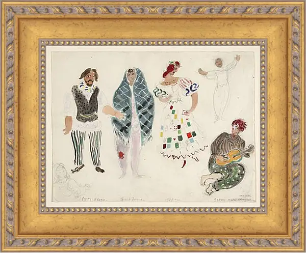 Картина в раме - A Street Dancer and Gypsies, costume design for Aleko Картина в раме - A Street Dancer and Gypsies, costume design for Aleko