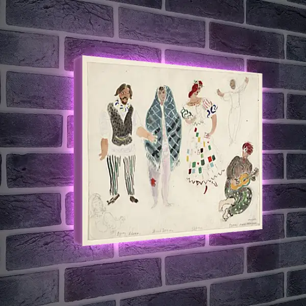 Лайтбокс световая панель - A Street Dancer and Gypsies, costume design for Aleko. Марк Шагал Лайтбокс световая панель - A Street Dancer and Gypsies, costume design for Aleko. Марк Шагал
