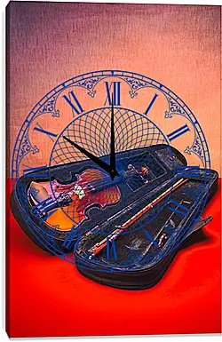 Часы картина - Скрипка в футляре Часы картина - Скрипка в футляре