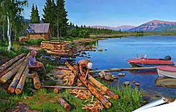 Плакат на стену - Баню рубят Плакат на стену - Баню рубят