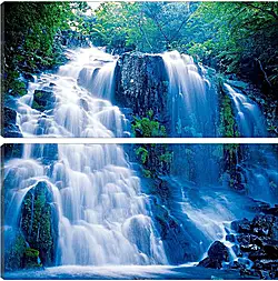Модульная картина - Водопад в лесу Модульная картина - Водопад в лесу