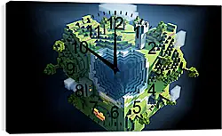 Часы картина - minecraft, planet, cube Часы картина - minecraft, planet, cube